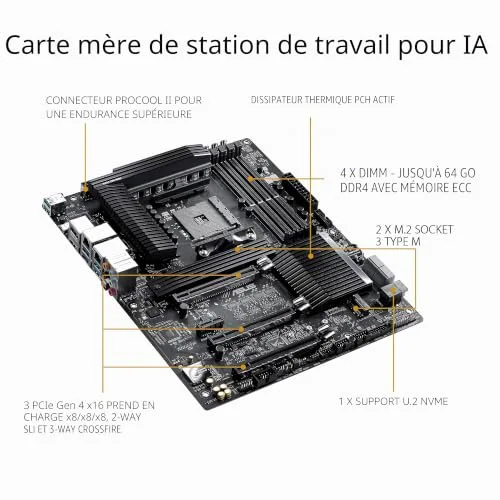 Carte mère - ASUS - Pro WS X570-ACE - AMD Chipset - Socket AM4 - 128 Go DDR4 SDRAM - vue 2