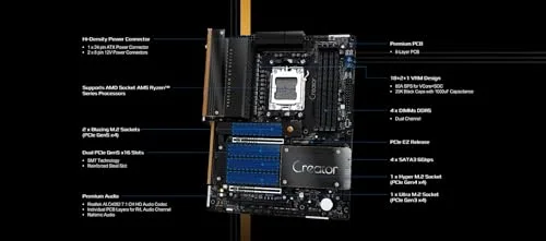 Carte mère ATX - ASRock - X870 Taichi Creator - AM5 - DDR5 - PCIe 5.0 - vue 5