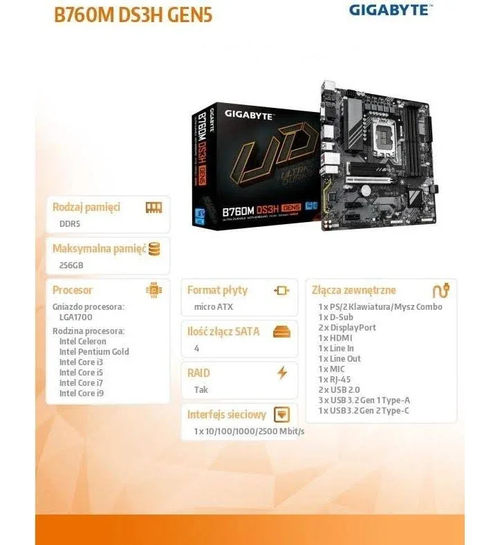 GIGABYTE B760 Express  Micro ATX B760M DS3H GEN5 image 5