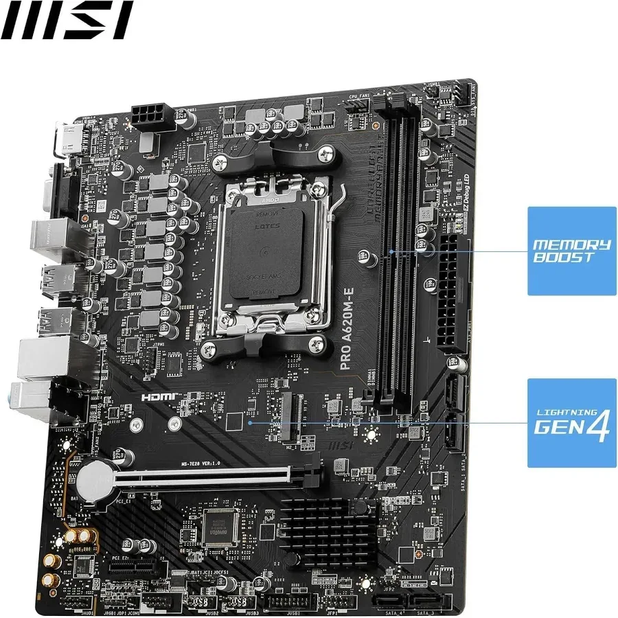 MSI PRO A620M-E AMD A620 Emplacement mini ATX image 2
