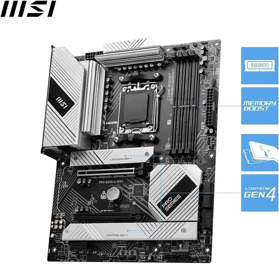 MSI PRO B650-A WIFI AMD B650 ATX avec Wi-Fi et HDMI image 2