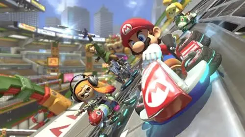 Console Nintendo Switch - Modèle OLED • Blanc + Mario Kart 8 Deluxe (Pré-installé) + 12 mois dabonnement NSO (Code) - vue 2