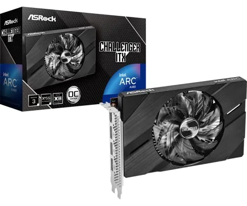 Carte graphique ASRock hautes performances Arc A380 Challenger OC 6 Go GDDR6 Mini ITX