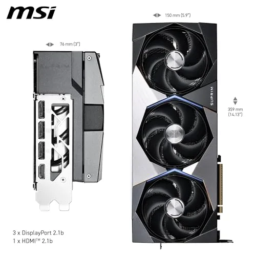Carte graphique - MSI - SUPRIM GEFORCE RTX 5090 - 32 Go GDDR7 - 7680 x 4320 - PCI Express 5.0 - vue 6