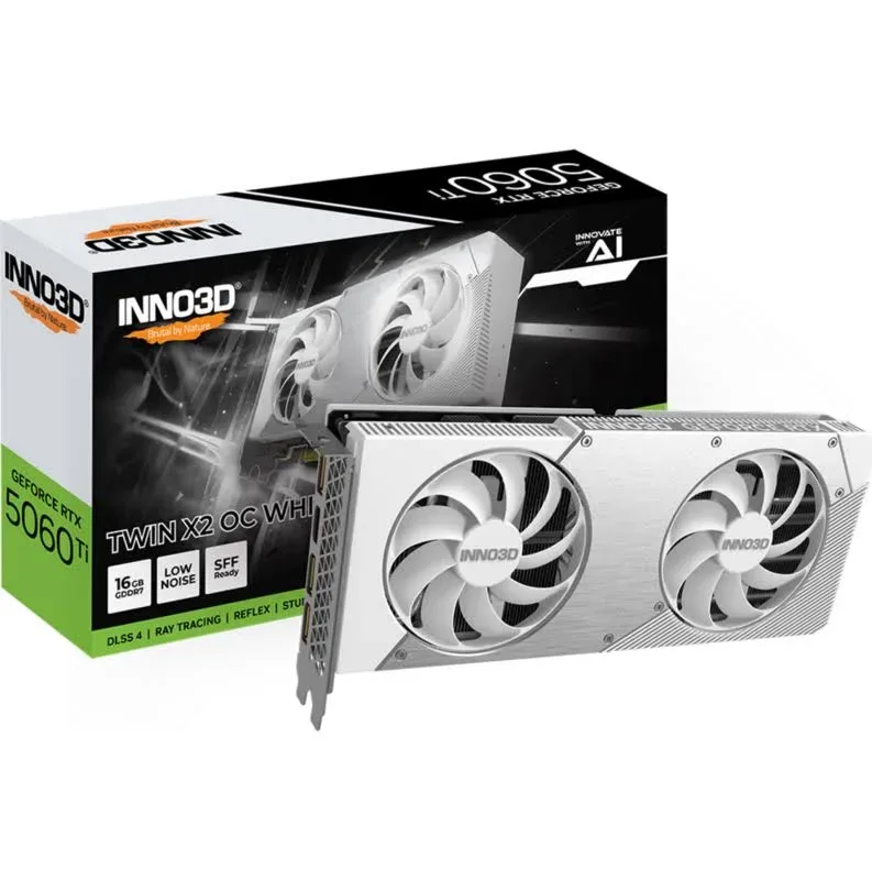 INNO3D GeForce RTX 5060 Ti TWIN X2 OC 16 Go GDDR7 Reflex 2 RTX Blanc