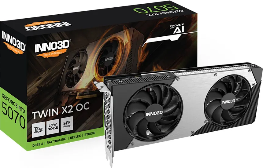 INNO3D GeForce RTX 5070 TWIN X2 OC 12 Go GDDR7 Reflex 2 RTX  image 1