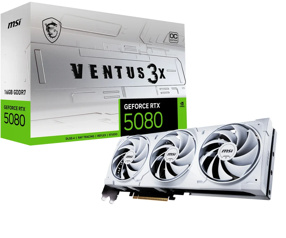 msi GeForce RTX 5080 VENTUS 3X OC 16 Go GDDR7 Reflex 2 RTX Blanc image 1