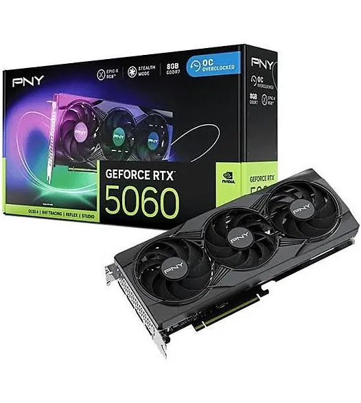 PNY ARGB EPIC-X RGB GeForce RTX 5060 OC Triple ventilateur 8 Go GDDR7 Reflex 2 RTX