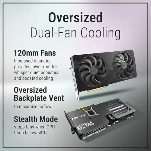 PNY - Carte graphique - NVIDIA Blackwell - GeForce RTX 5080 SLIM OC Dual Fan - 16 Go - vue 4