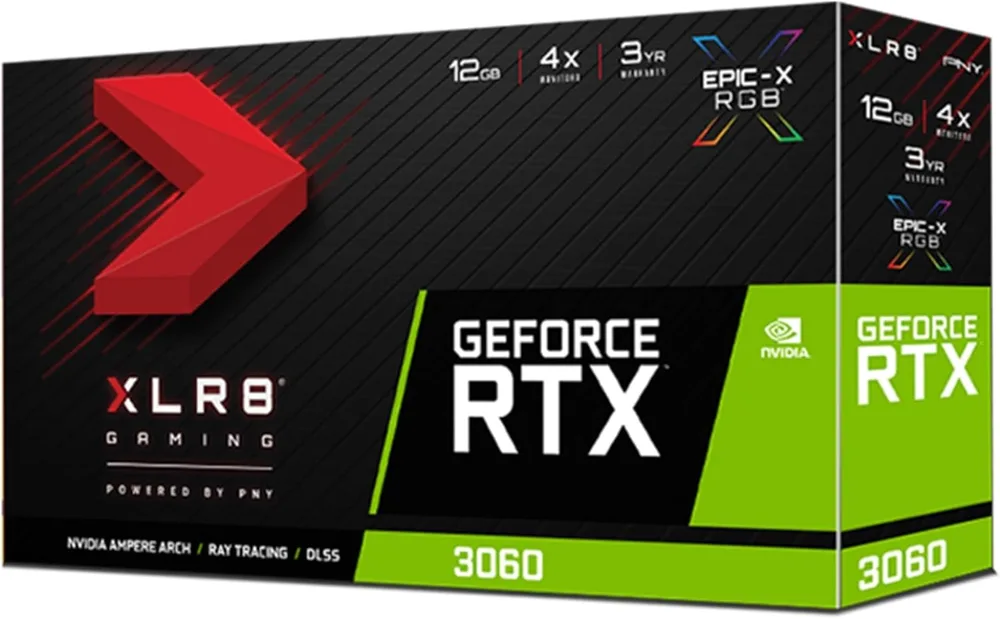 PNY GeForce RTX 3060 XLR8 Gaming REVEL EPIC-X RVB ventilateur unique 12 Go GDDR6 image 3