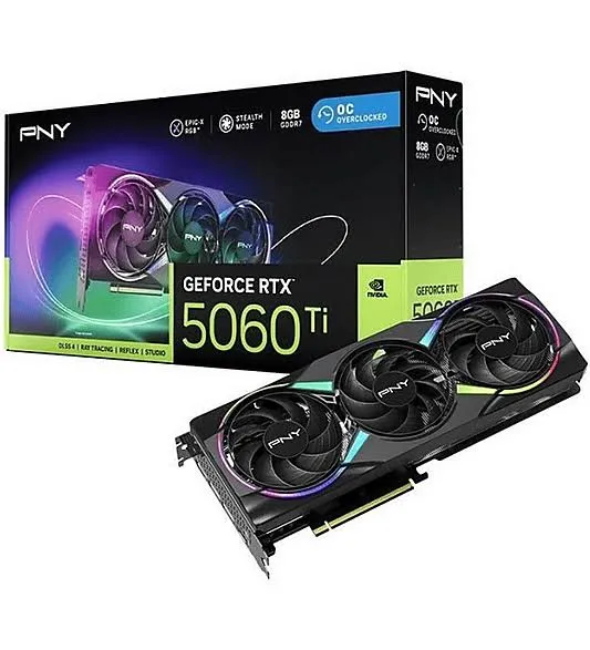 PNY GeForce RTX 5060 Ti EPIC-X RGB Overclockée Triple Ventilateur 8 Go GDDR7 Reflex 2 RTX 