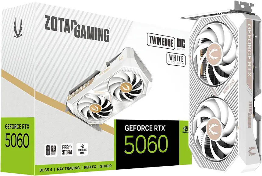 Zotac GeForce RTX 5060 Twin Edge OC White Edition 8GB GDDR7 Reflex 2 RTX  image 1