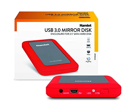 BOX PER HDD 2.5IN - HAMLET - HXD25U3MRD - USB 3.0 - SATA - 2 To - Rouge - vue 2