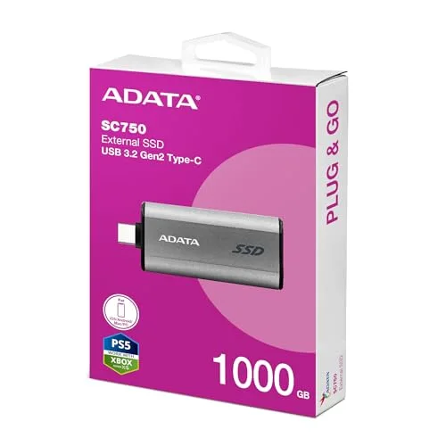 Disque dur externe - ADATA - SE750 - 1 To - USB 3.2 Gen2 - Compact - Haute vitesse - vue 5