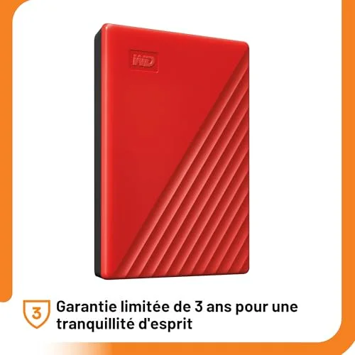 Disque Dur Externe WD My Passport 2 To Rouge - vue 6
