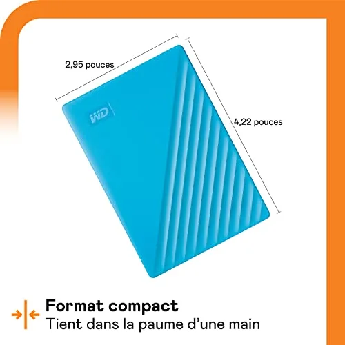 Disque Dur Externe WD My Passport 4 To Bleu - vue 3