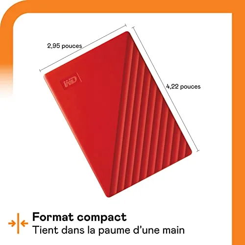 Disque Dur Externe WD My Passport 4 To Rouge - vue 3