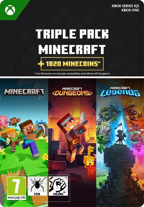 Mojang Triple Pack Minecraft + 1020 Minecoins Xbox