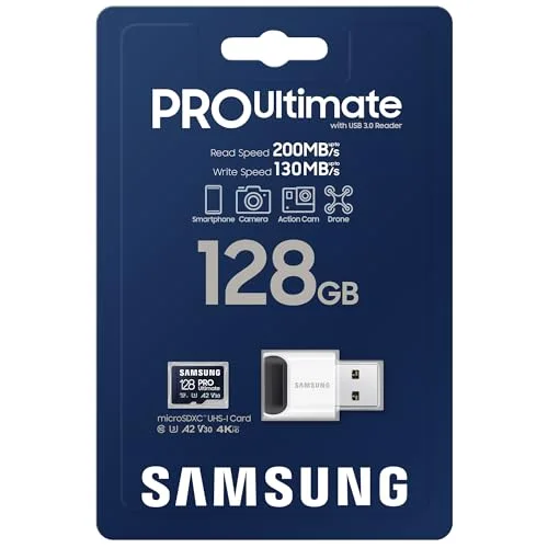 Carte mémoire micro SD Samsung PRO Ultimate 128 Go + lecteur USB - vue 5