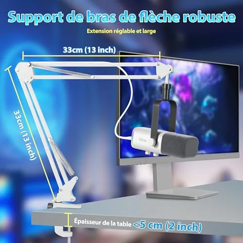 FIFINE AM8 microphone USB/XLR dynamique RGB - vue 7