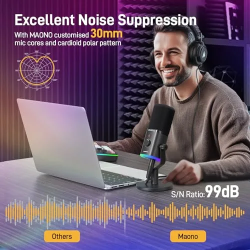 Microphone Maono PD100X USB/XLR RGB - vue 5