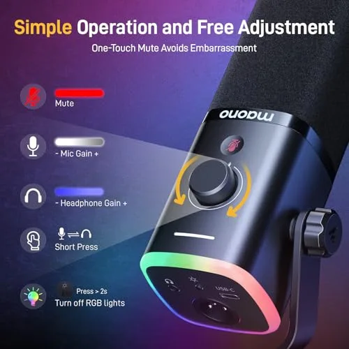 Microphone Maono PD100X USB/XLR RGB - vue 7