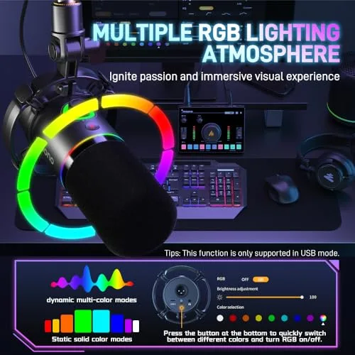 Microphone Maono PD200X XLR/USB RGB - vue 4