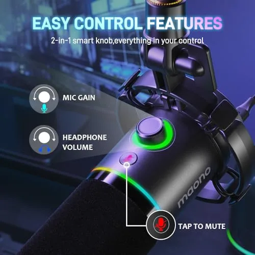 Microphone Maono PD200X XLR/USB RGB - vue 5
