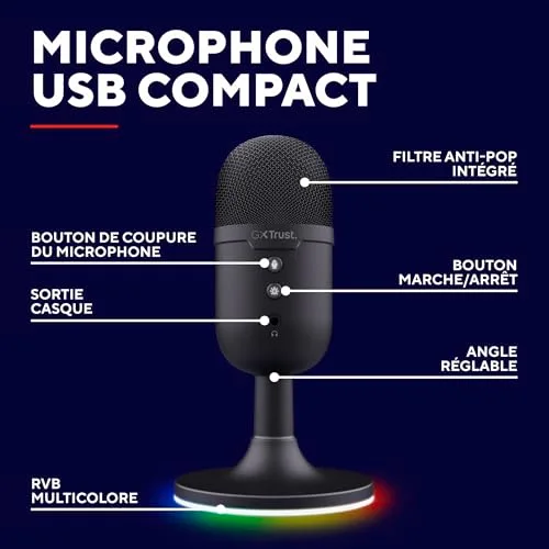 Trust GXT 236W Yami micro USB cardioïde RGB - vue 2