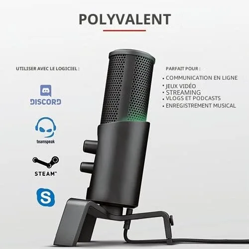 Trust GXT 258 Fyru Noir Microphone PC - vue 6