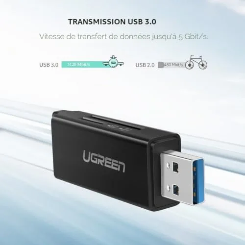 UGREEN Lecteur de Carte SD/Micro SD USB 3.0 5 Gbps - vue 3