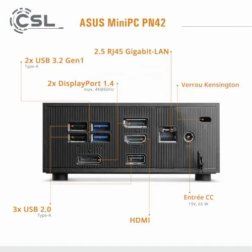 ASUS PN42 Intel N100 16GB 500GB SSD Win 11 Pro - vue 3