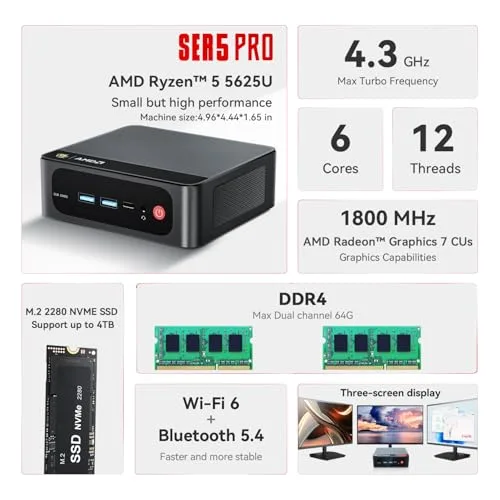 Beelink SER5 Pro Ryzen 7 Pro 5850U 32 Go 1 To - vue 2