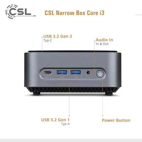 Mini PC CSL Narrow Box i3-N305 32GB 1TB - vue 3