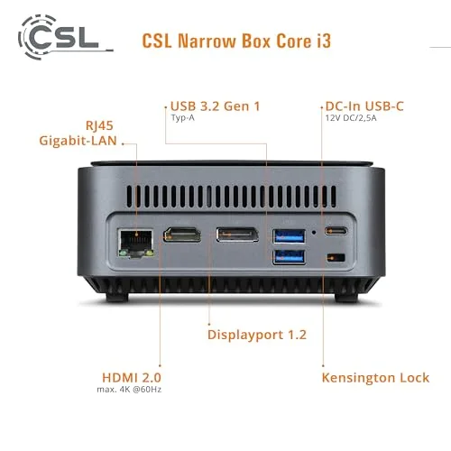 Mini PC CSL Narrow Box i3-N305 32GB 1TB - vue 4