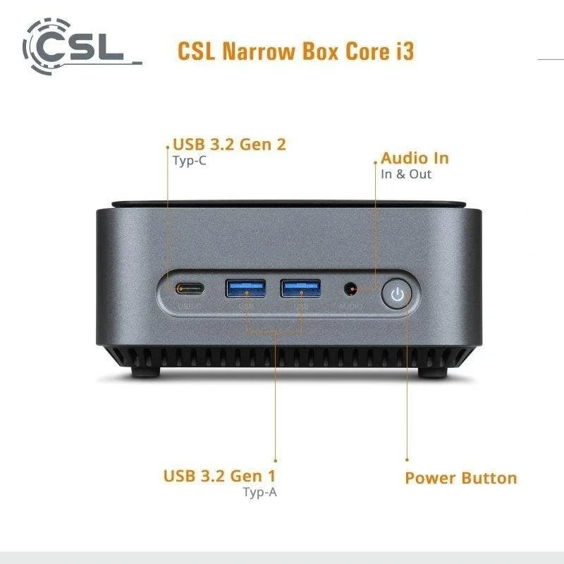 Mini PC CSL Narrow Box i3-N305 32GB 2TB - vue 2