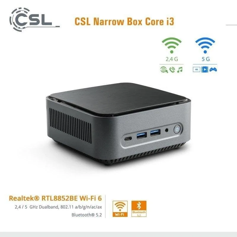 Mini PC CSL Narrow Box i3-N305 8GB 4TB - vue 3