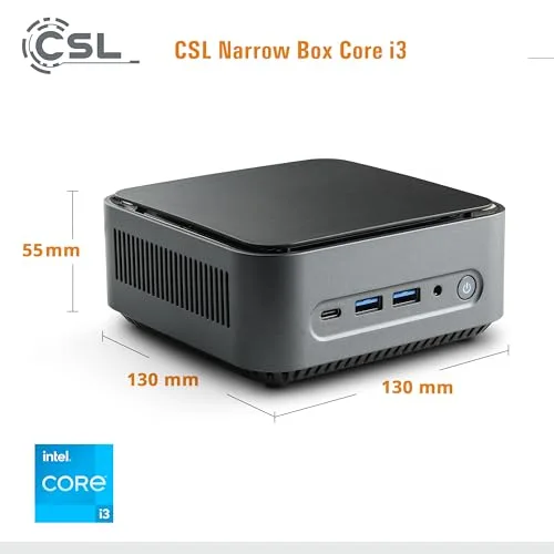 Mini PC CSL Narrow Box i3-N305 8GB 500GB - vue 2