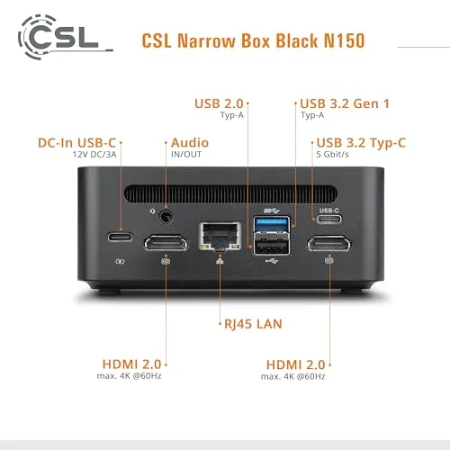 Mini PC CSL Narrow Box Intel N150 32GB 1TB - vue 4