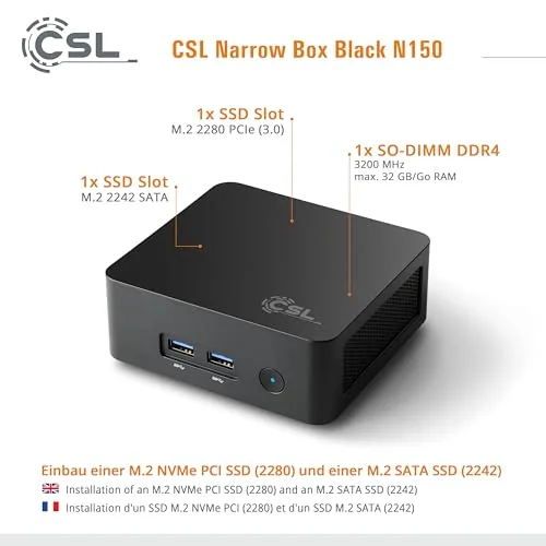 Mini PC CSL Narrow Box Intel N150 8GB 4TB - vue 5