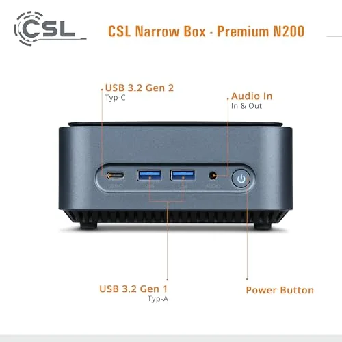 Mini PC CSL Narrow Box Premium Intel N200 16GB 4TB - vue 3