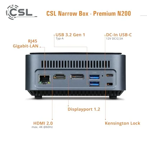 Mini PC CSL Narrow Box Premium Intel N200 16GB 4TB - vue 4