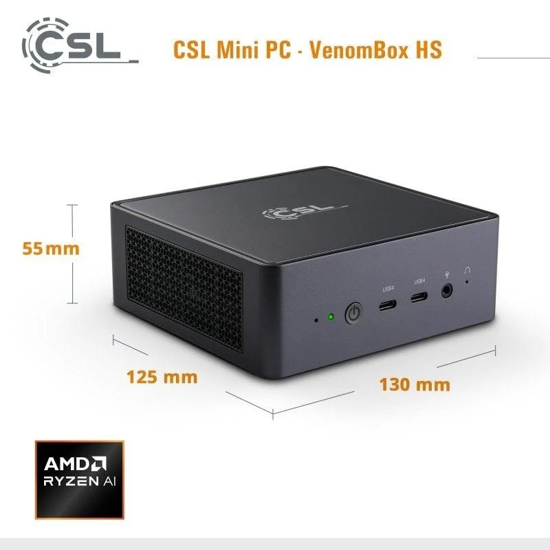 Mini PC CSL Venombox Ryzen 7 8845HS 64GB 2TB - vue 2