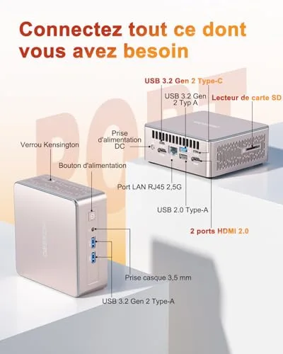 GEEKOM A5 2025 Edition Ryzen 5 7430U 16 Go 512 Go - vue 6