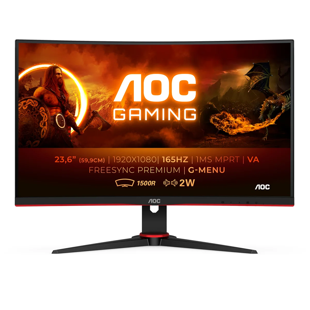 Écran PC AOC C24G2AE/BK 24" FHD 165 Hz VA incurvé