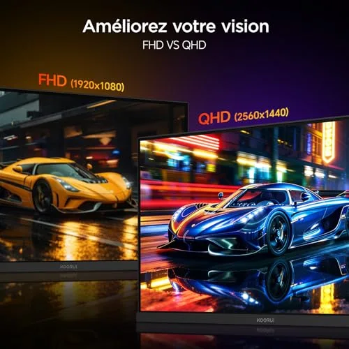 KOORUI 27E6QCA 27" QHD 180 Hz incurvé - vue 5