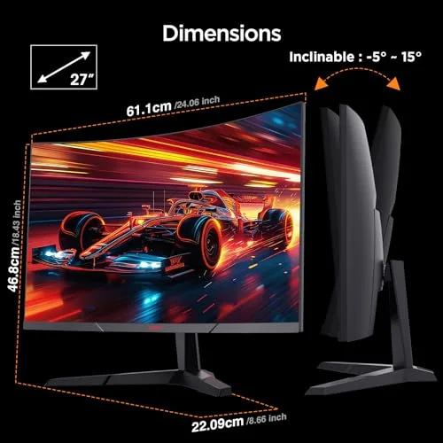 KOORUI 27E6QCA 27" QHD 180 Hz incurvé - vue 6