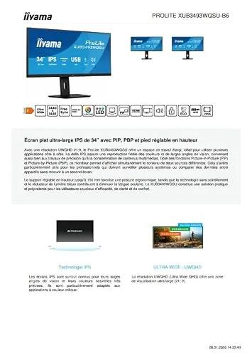 iiyama XUB3493WQSU-B6 34 pouces - vue 8