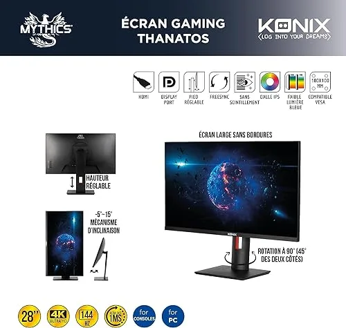 KONIX Mythics Thanatos 28" 4K 144 Hz IPS - vue 2