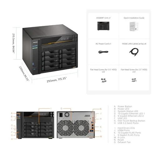 ASUSTOR Lockerstor 8 Gen3 NAS 8 Baies - vue 3